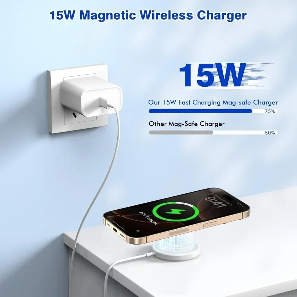 Apple MFi Certified]Magnetic Wireless Charger Apple Mag Safe Charger,15W 6FT Fas